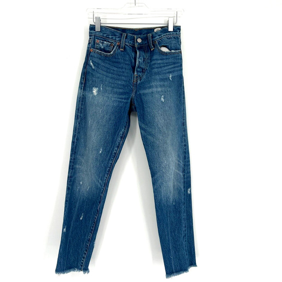 Levis Jeans Womens 25 White Oak Cone Denim Selvedge‎ Ridgid Classic Distressed - Picture 1 of 10